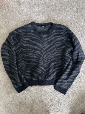 Rails Charcoal Black Tiger stripe Knit Sweater cashmere size medium
